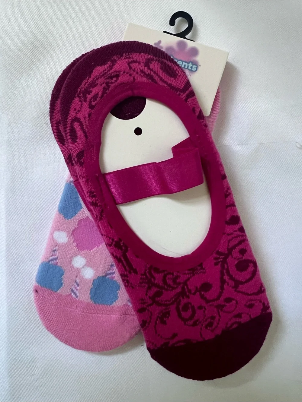 2 Pairs Women's Non-Slip No Show Socks | Soft Scents & Pink Pattern | NWOT